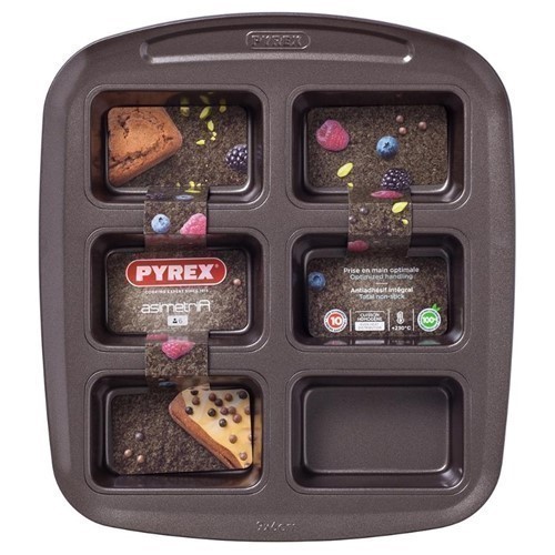 MOLDE PYREX ASIMETRIA 6 CAVIDADES RECTANGULARES